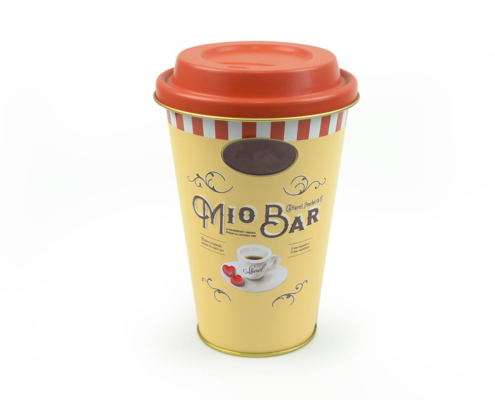 cup-shaped custom coffee tins