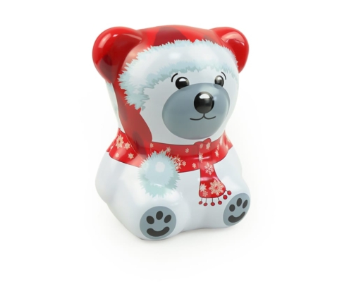 bear-shaped metal tin box